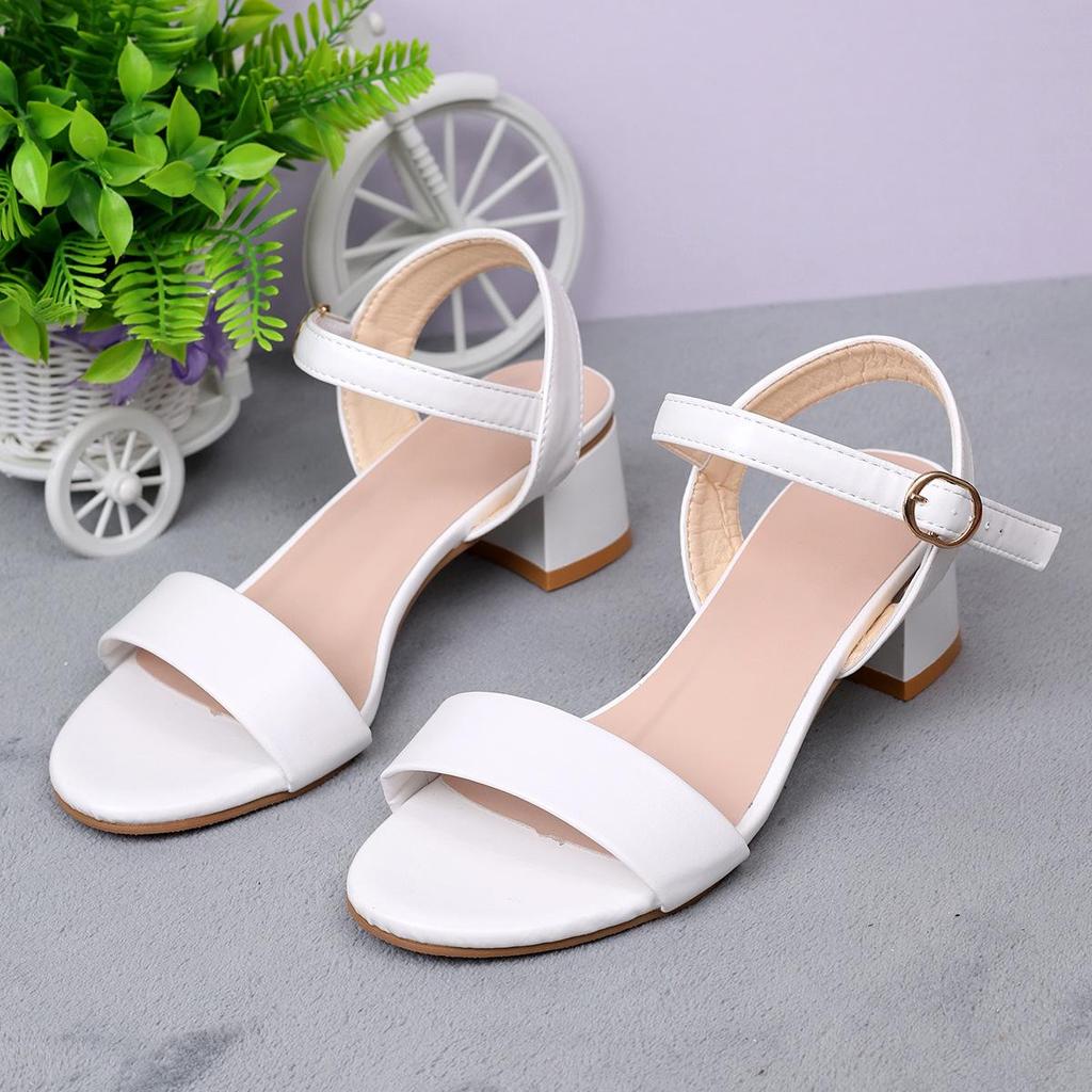 2024 Summer Women's Korean Style Chunky Heel Open-Toe Slides: One-Strap Versatile Fashion Sandals