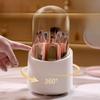 Rotating Makeup Brush Storage Box Portable Multifunction Dust Proof Desktop Organizer Lipstick Shadow Cosmetic Holder