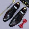 Fashion 2025 New Men's High-End Handmade Cowhide Business Dress Leather Shoes Block Oxford Wedding Shoes