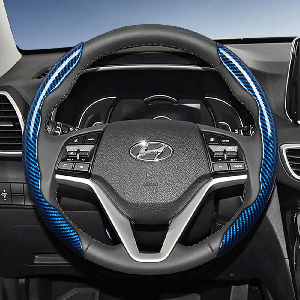 Suitable for Hyundai Carbon Fiber Texture Steering Wheel Cover with Segmented Quick-Release Design, Durable, for Tucson Elantra Avante I30 Sedan
