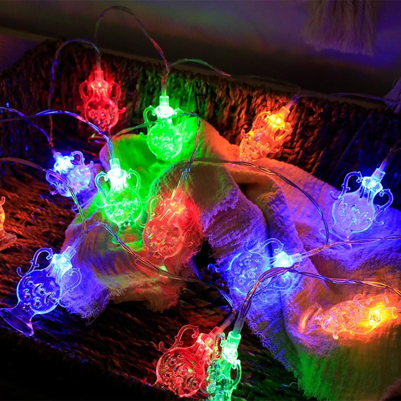 LED String Lights Ramadan Eid Decorations Star Moon Castle Theme Indoor Outdoor Festival Lighting