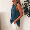 Damen Boho Locker Übergröße Diagonal Knopf Ärmellos Hemd Tanktop