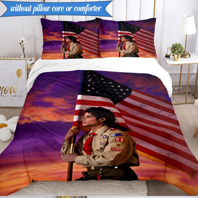 Metallic Hair Style Michael Muisc 3pcs K-pop Music Group Bedding set,Ideal for Bedroom, Dormitory,Including Duvet Cover And 2pcs Pillowcases,Fan Gift