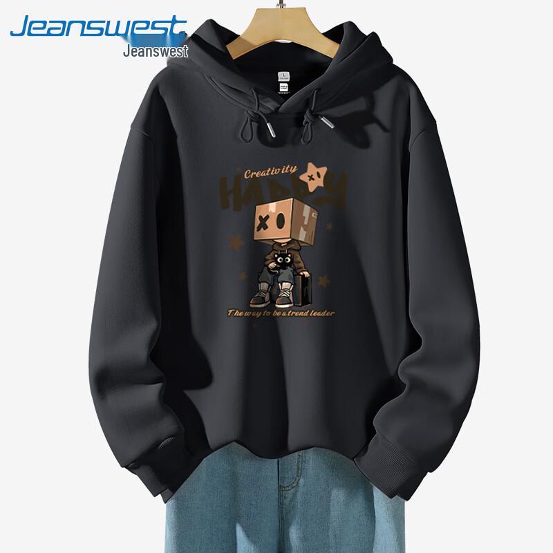 Jeanswest Neues 2025 Unisex Schweres Baumwoll-Kapuzensweatshirt mit Katzenaufdruck