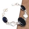 Black Silver Onyx Bracelet  Sterling Gemstone Cuff Handmade Vintage SILVER