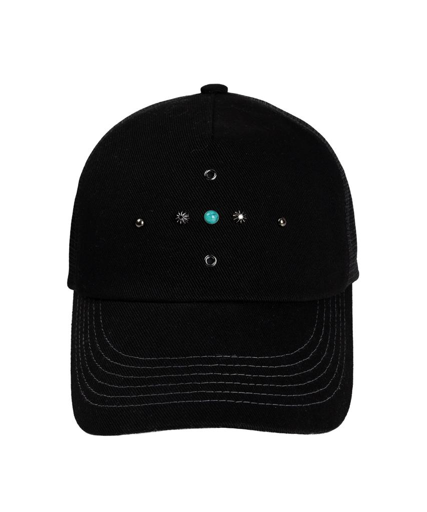 Aleseueseussi Western Rivet Mesh Cap - Black