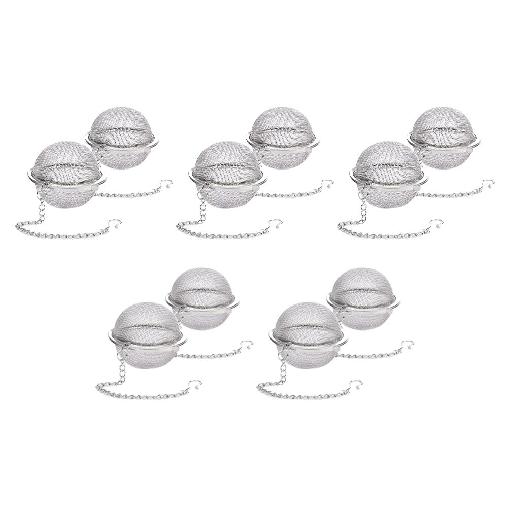 10-2pcs Stainless Steel Tea Ball 2.3 Inch Fine Mesh Tea Interval Diffuser with Hooks for Loose Leaf Spices Seasonings