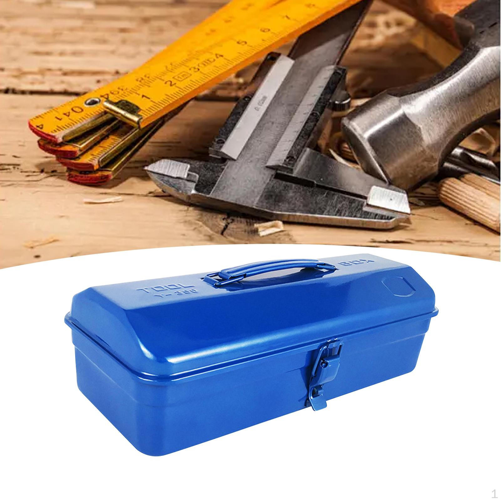 

15-дюймовый металлический ящик для инструментов для авторемонта с замком, универсальный органайзер с ручкой для переноски, синий