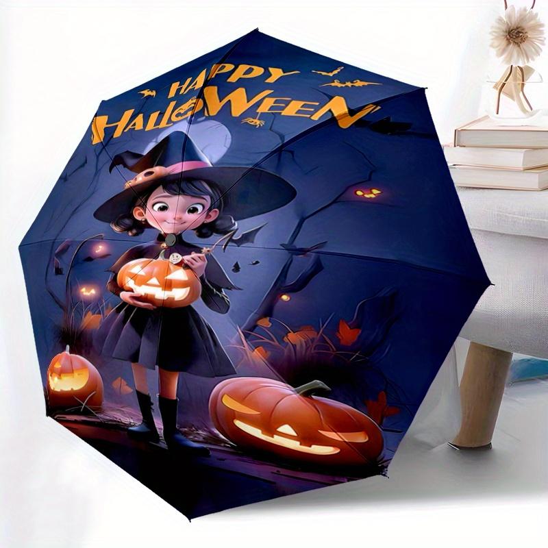 1pc Witch Moon Halloween Pumpkin Automatic Opening and Closing Umbrella, Lightweight 3-Fold, With Cute Cartoon Characters, Suitable for Home, Out