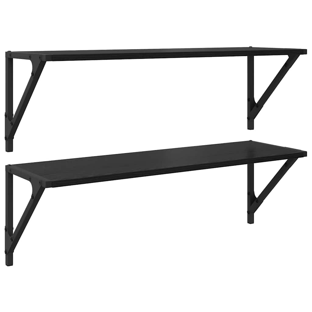 Wall Shelves 2 pcs Black Oak Effect 80 x 25 x 25.5 cm