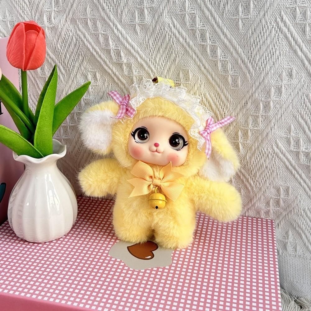 Big Ear Rabbit Dog Plush Keychain Bowknot Lace Car Key Ring Gift For Girls