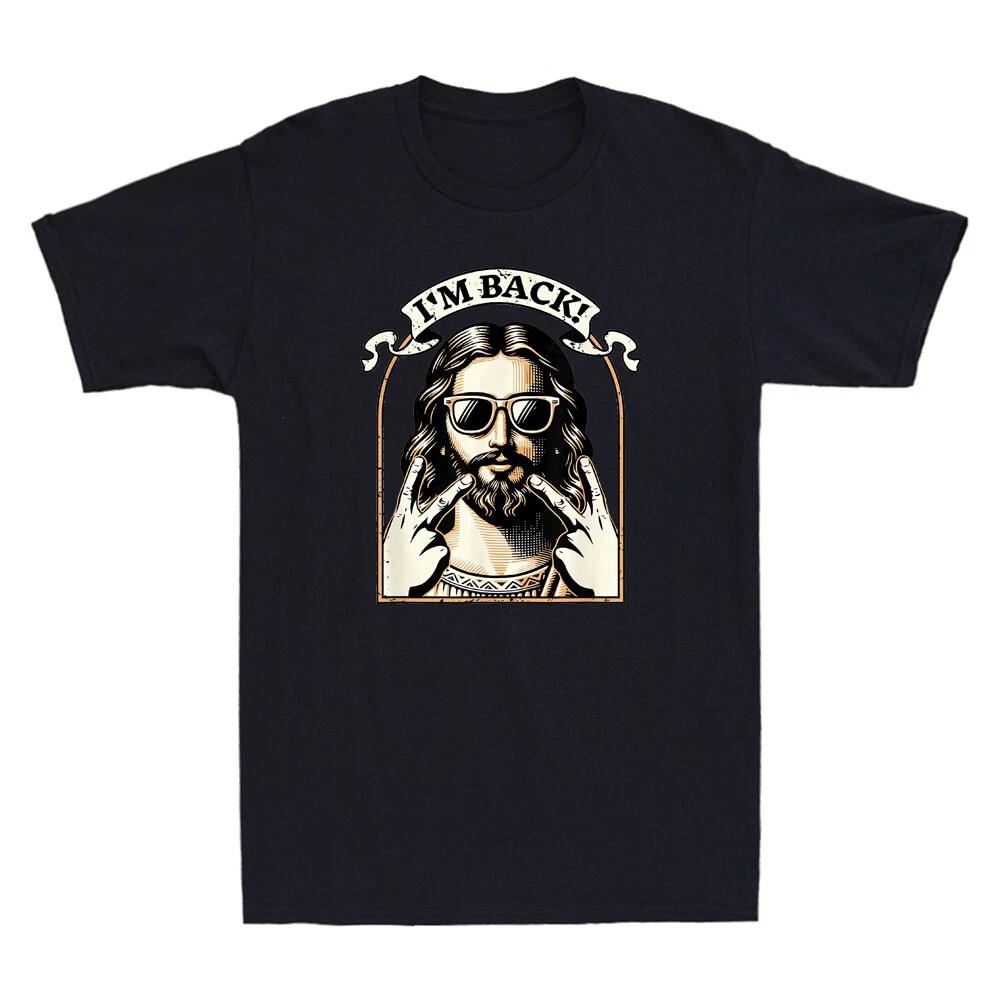 I m Back Jesus Christ Funny Jesus Meme Easter Day Christian Retro Men s T-Shirt M