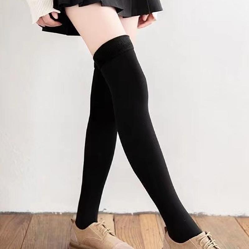 New Knee High Stockings Student Sockslady 1 Pair JK Girls College Style Cotton Thick Black Stockings
