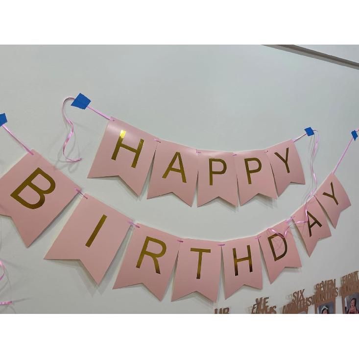 Happy Birthday Banner Pink Birthday Signs Party Supplies Garland Decorations Nursery Hanging Decor (Soft Pink)