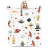 Warm Soft Blankets Children Travel Space Planets Rockets  Bedding Throws  Flannel Bedspread For Bedroom Street Trend Sofa Bed