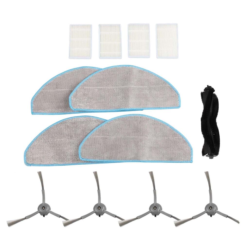 For ILIFE V20 & For Vyzzle D10 Vacuum Accessory Kit — Main Brush, 4 Side Brushes, Filter, 4 Microfiber Mop Cloths