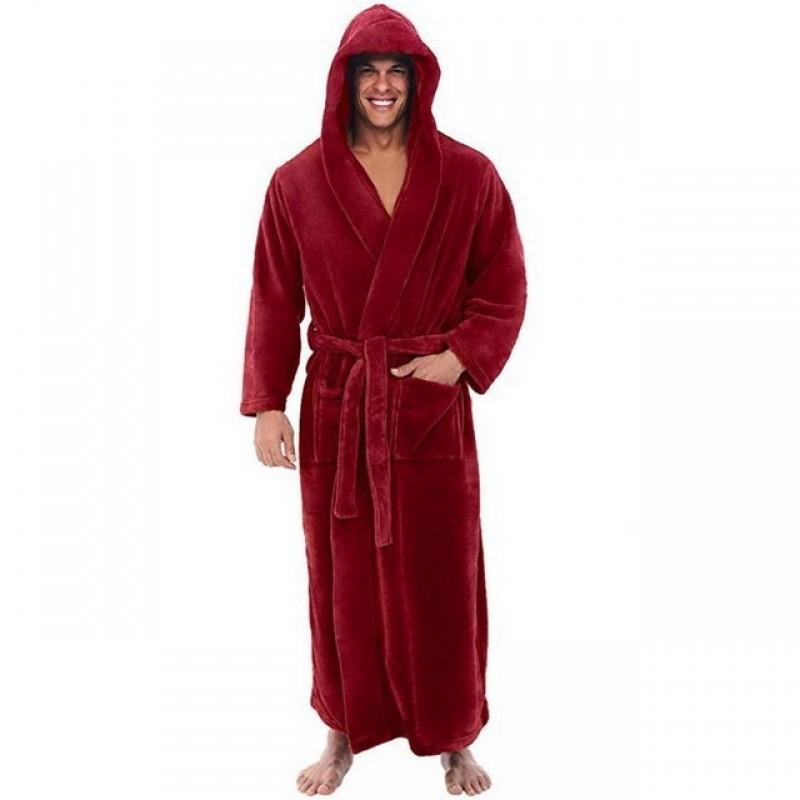 Cozy Long Sleeve Hooded Bathrobe For Autumn And Winter Homewear In Multiple Colors