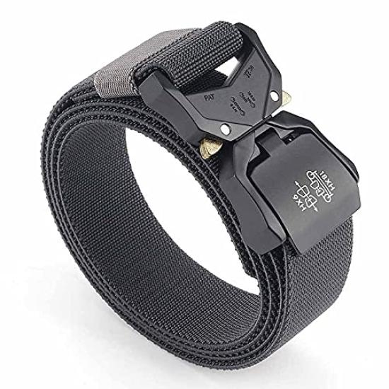 Grooblue Tactical Belt for Airsoft and Military Nylon Belt with Cobra Infinitely Adjustable Workwear Holster Dark Gray Men's Use, One-Touch Buckle,