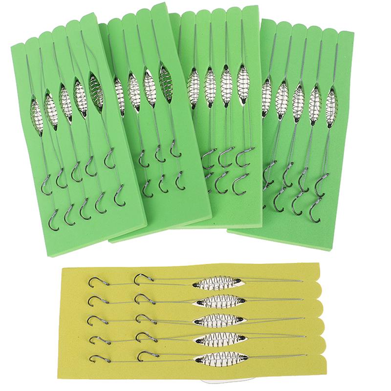 5Pc/Double Hook Fishing Line Carp Hook Cage Series Bait Feeder uygun