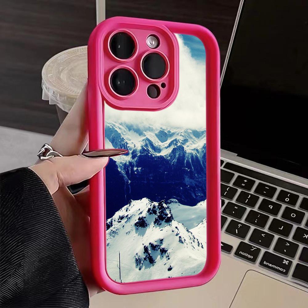 LZ25 Mountain Peak Forest Snow Silicone Phone Case for iPhone 11 13 14 15 16 Pro Max 7 8 16 Plus 12 Mini XS Max XR Shockproof Back Cover