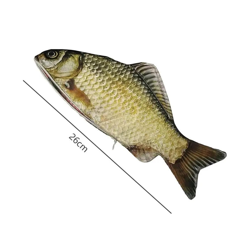 Cartoon Large Capacity Pen Bag Simulated Crucian Carp Multifunctional Pencil Case Stationery Organizer Student