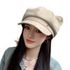 New Black Octagonal Hat Ins Wind Cat Ear Metal Label Newsboy Hat Autumn and Winter Versatile Face Hat
