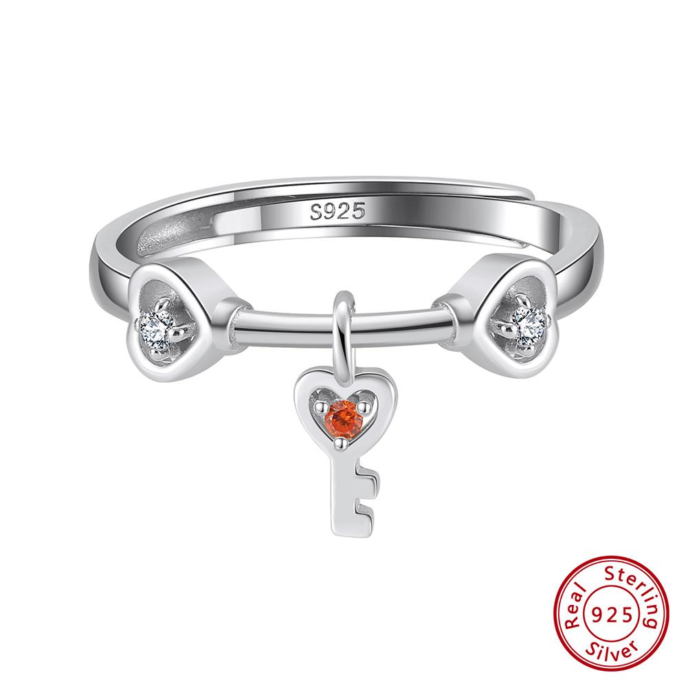 Effie Queen 925 Sterling Silver Zirconia Pendant Open Rings Wedding Tassel Chain Promise Ring Finger Band Fashion Jewelry Gift