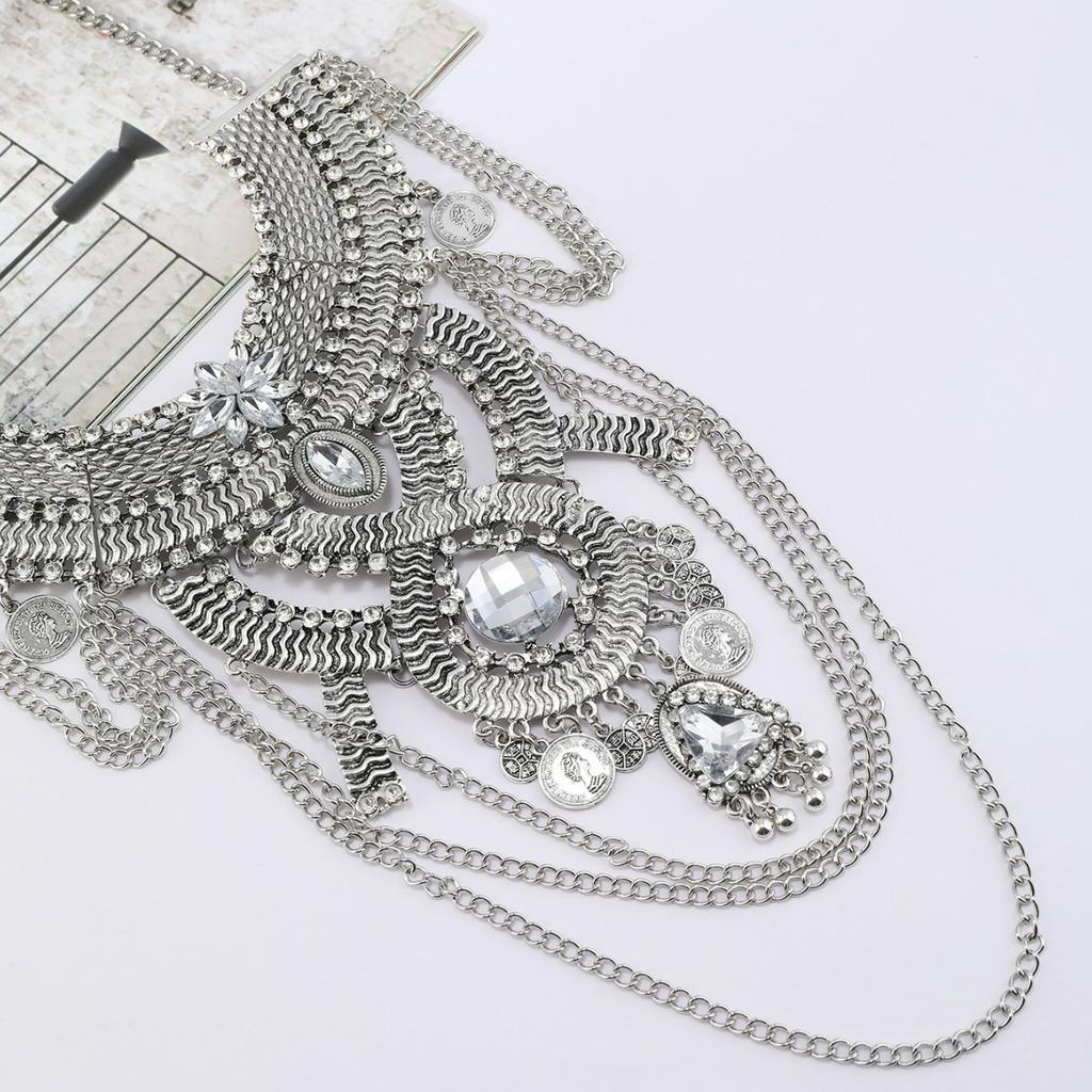 Retro Náhrdelník s přívěskem mince a střapcem Gypsy Afghánský Etnický Řetízek Dámské Šperky Doplňky