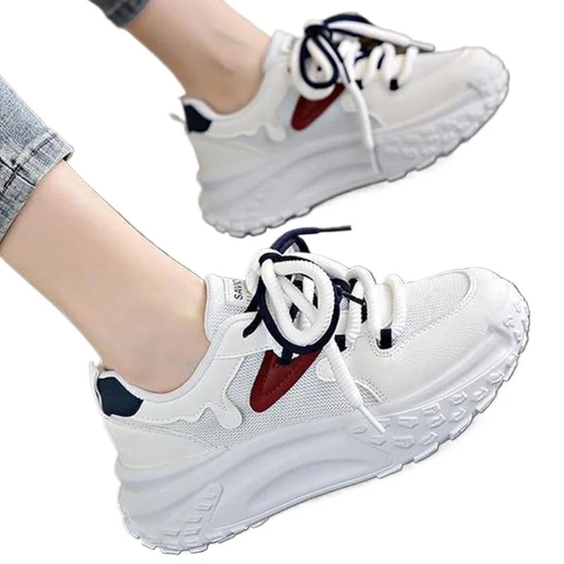 Fashion Spring sports versatile thick-sole women's shoes fashionable, breathable, comfortable and heightening casual shoes