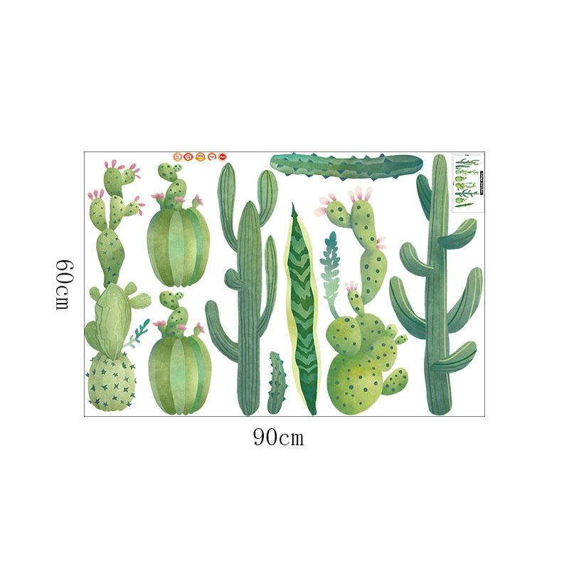

Nordic Tropical Cactus Removable Waterproof Wall Sticker for Skirting Board Creative Home Decor 60x90cm зелений