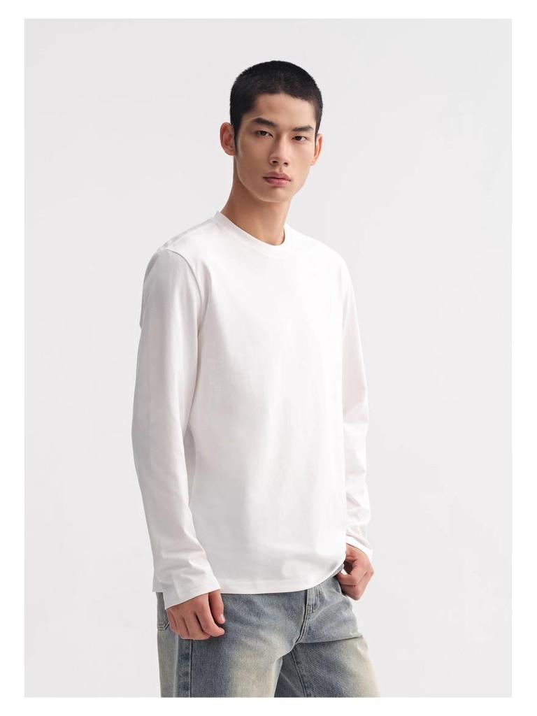 Men's Heavyweight Long Sleeve Cotton T-shirt: Versatile, Loose-Fit Base Layer for Autumn/Winter 2025
