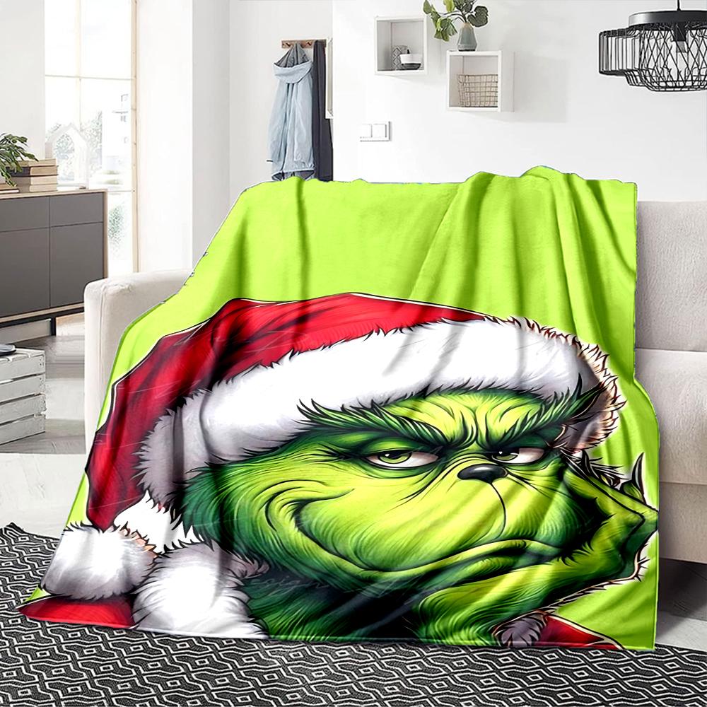 Grinch Christmas Hat Blanket Soft Throw Blanket For Home Bedroom Bed Sofa Travel Office Solid Christmas Blanket