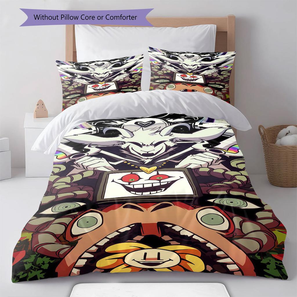 Deltarune Fierce Encounter Bedding Quilt Set Quilt Cover Pillowcase Home Decoration Birthday Gift (1 * Duvet Cover + 2 * Pillowcase, Without Core)