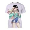 Modische Anime-Mädchen Grafik-T-Shirts für Herren Sommer Trendige Kurzarm 3D-bedruckte O-Ausschnitt T-Shirts Lässige Streetwear Harajuku Tees