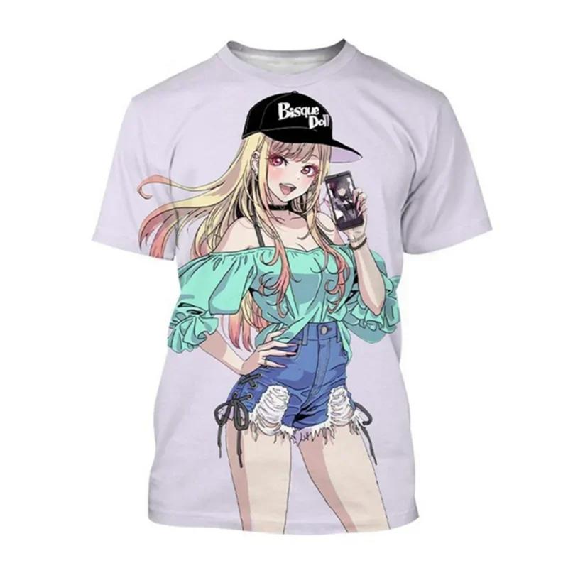 Modische Anime-Mädchen Grafik-T-Shirts für Herren Sommer Trendige Kurzarm 3D-bedruckte O-Ausschnitt T-Shirts Lässige Streetwear Harajuku Tees