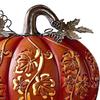 Halloween Pumpkin Light Hand-Carved Vine Hollow Decorative Lamp Resin Lighted Pumpkin with Flickering LED Candlelight Effect for Halloween