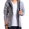 Men's Plus Size Hooded Zipper Knit Fleece Cardigan - European & American Style Sweater Coat Outerwear