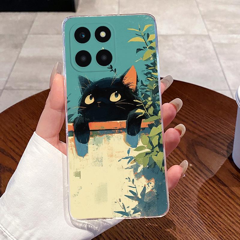 Jelly Casing For Honor X6A Plus HonorX6A X6C Fundas Clear Silicone Soft TPU Back Cover Cute Cat Rabbit Heart Protective Case