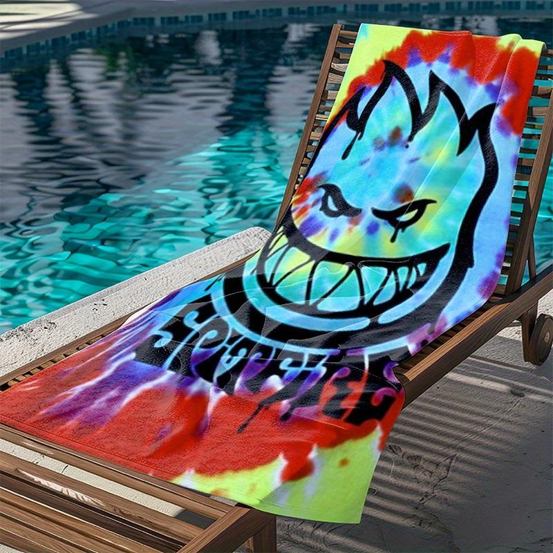 Asciugamano da Spiaggia Testa Graffiti Vibrante Stampa Piatta Arte Hip Hop Asciugatura Rapida Grande Asciugamano per Piscina Vacanze Viaggio Picnic Decorazione