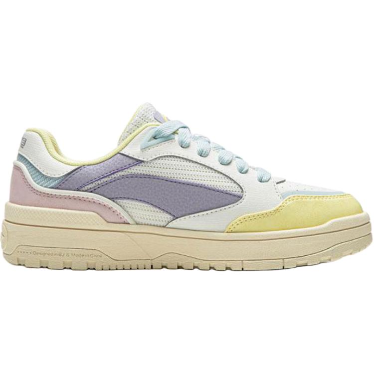 Li Ning Wei Wu Sport Thick Sole Casual Fashion Low Top Skate Shoes Women Sneaker White Yellow AGCW162-2