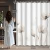 1pcs White Gray Simple Hand Painted Floral Print Shower Curtain for Hotel, Apartment Bathroom, Tapestry Wall Hanging Decoration