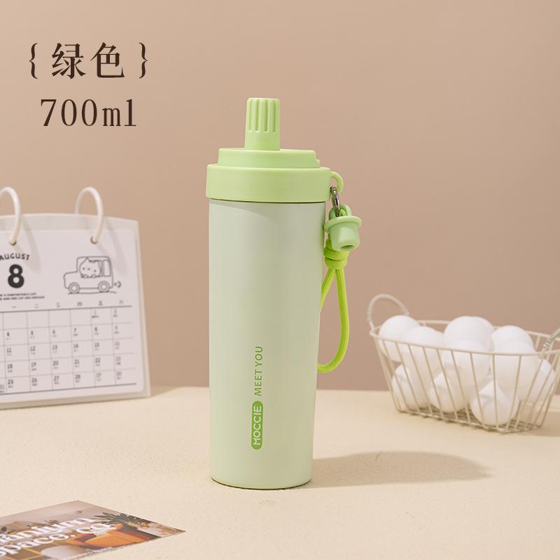 700ml Neue Isolierflasche aus Edelstahl mit großem Fassungsvermögen, tragbarer Trinkbecher mit Strohhalm für Männer und Frauen, Auto, Outdoor, Autobecher