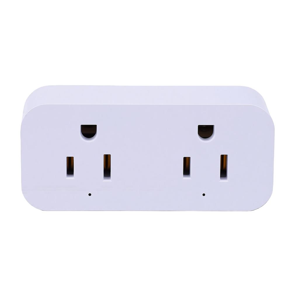 Smart WiFi Plug Dual Outlets 10A Voice Remote Control Socket Timer 2.4GHz Wireless Connection