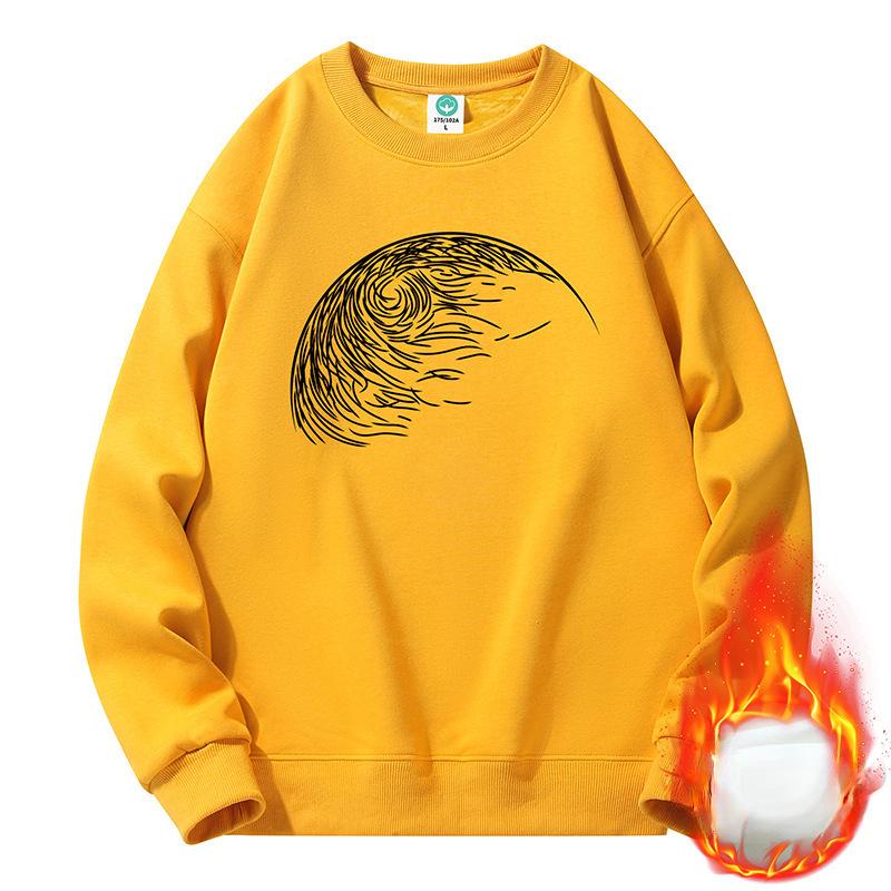 

Утолщенный флисовый свитер с круглым вырезом для мужчин и женщин, свободный пуловер Tide, новый парный свитер, мужские модели на весну и осень 5XL жёлтый