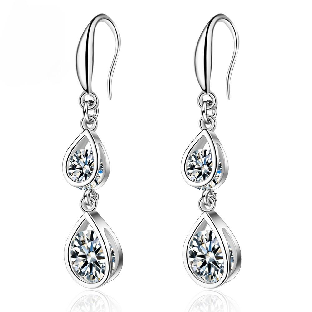 New 925 Sterling Silver Earrings 5A Zircon Water Drop for Women Luxury Wedding Engagement Jewelry Drop Earrings Party Gifts