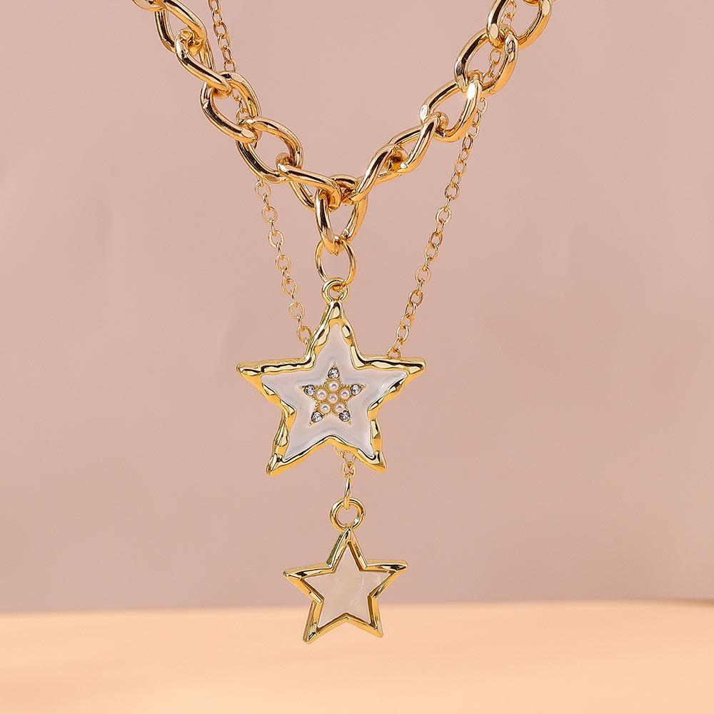 2 Pezzi Collana Y2k Goccia d'Acqua di Cristallo per Donne Ragazze Collane Multi-strato con Ciondolo in Zirconia Cubica Catena di Corda Gioielli per Feste Vacanze Regali