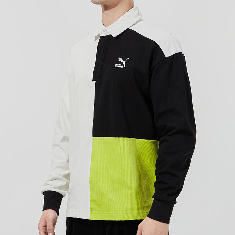 Puma Retro Colorblock Long Sleeve Polo Shirt Men Tops Off-White 534680-93
