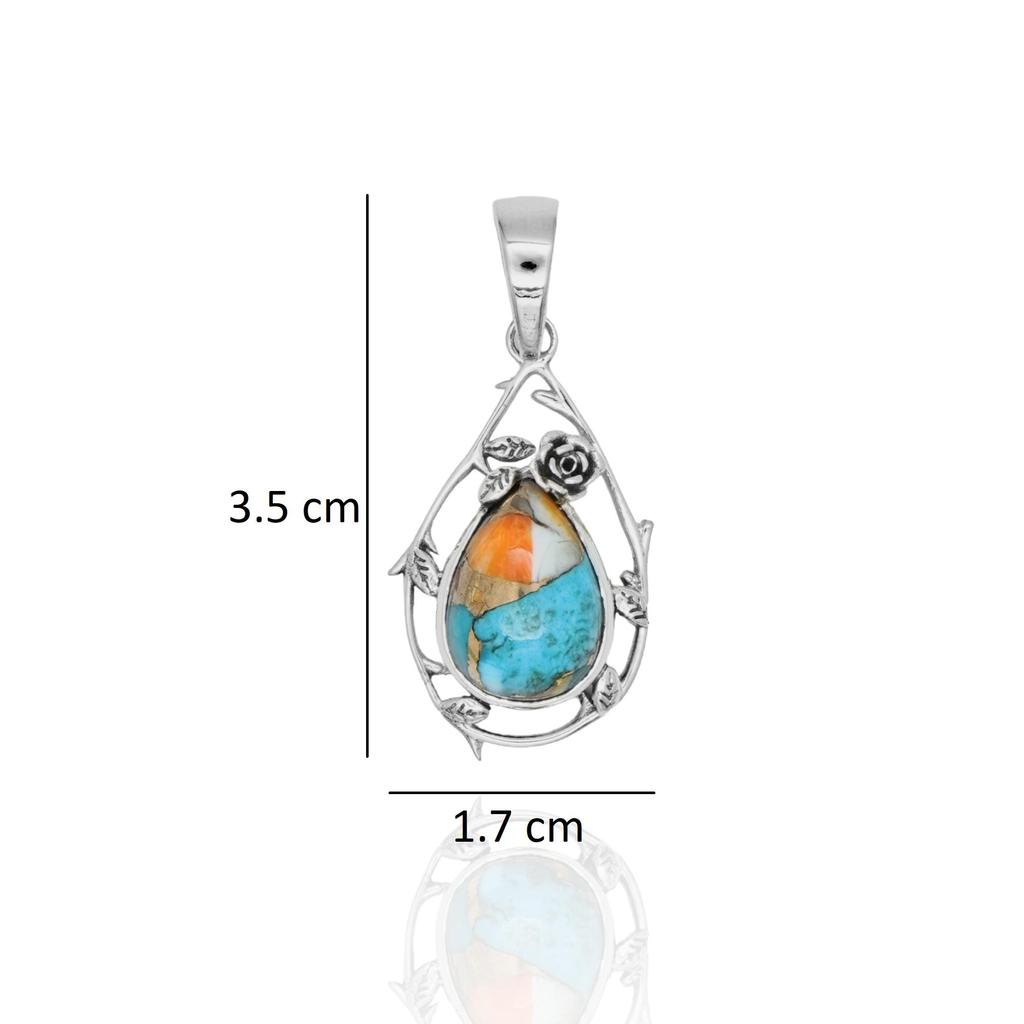 Natural Oyster Turquoise Pendant, 925 Sterling Silver Jewelry, Teardrop Pendant, Gift for Her, Birthday Gift