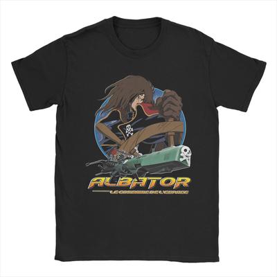 Men's T-Shirts Anime Captain Harlock Vintage 100% Cotton Tees Short Sleeve  T Shirts Crewneck Tops Gift Idea