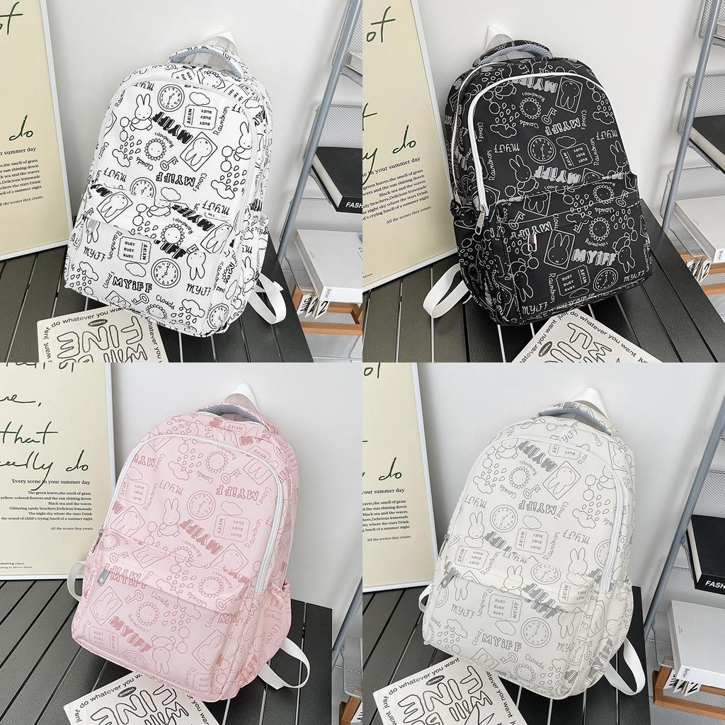 Rabbit Pattern Backpack Kids School Bag With Air Cushion Straps For Daily Use